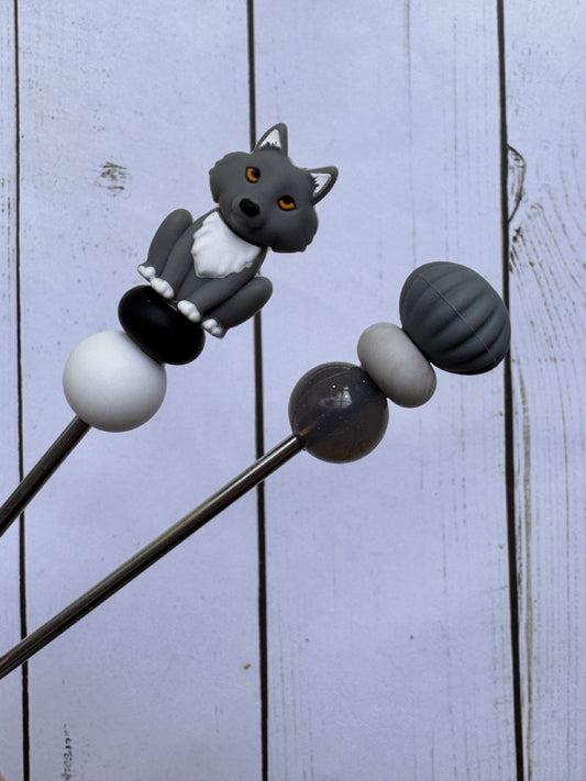 Wolf Pair of Amigurumi Sewing Sticks