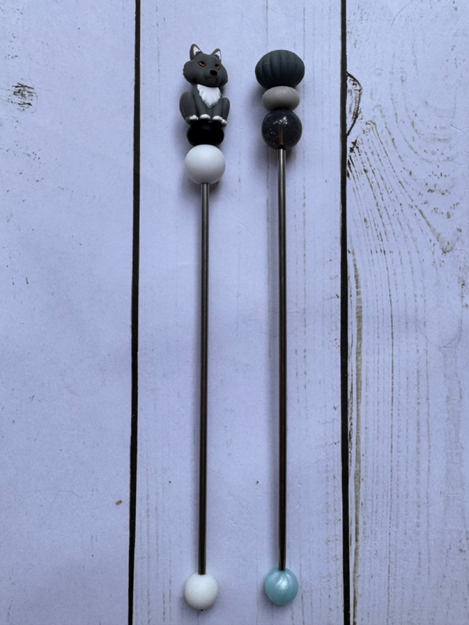 Wolf Pair of Amigurumi Sewing Sticks
