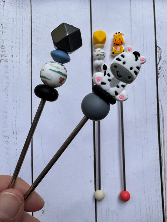 Zebra Pair of Amigurumi Sewing Sticks