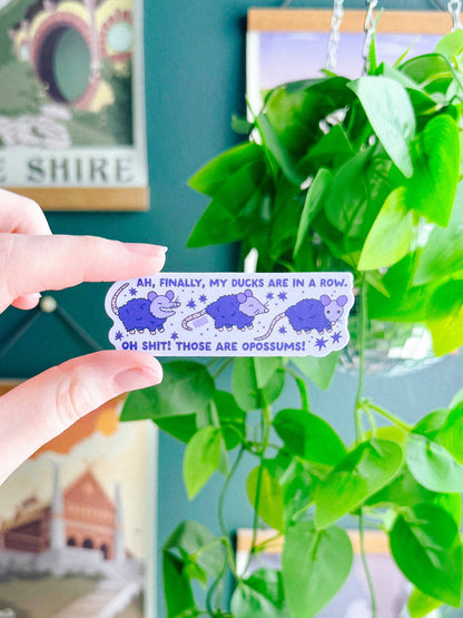 Ducks in a Row Opossum Sticker
