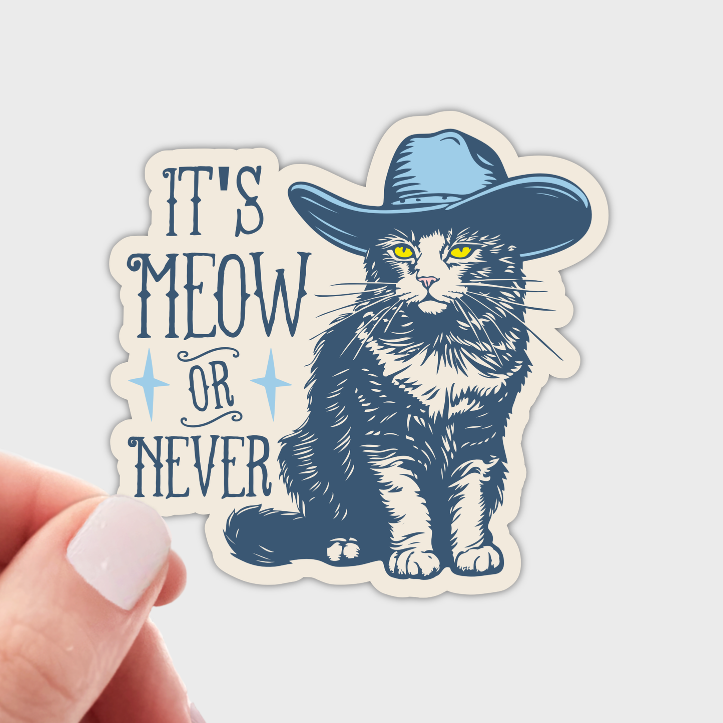 It's Meow or Never Sticker - cat, pet store, cowboy, western