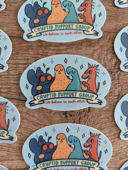 Cryptid Support Group - Cute Sasquatch Mothman Vinyl Sticker