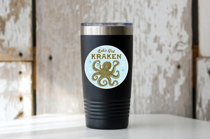 Let's Get Kraken Sticker - octopus, squid, ocean, beach, sea