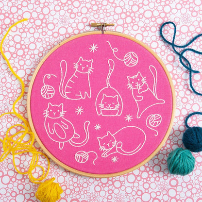 Crafty Cats Embroidery Kit | Complete Craft Kit for Beginners