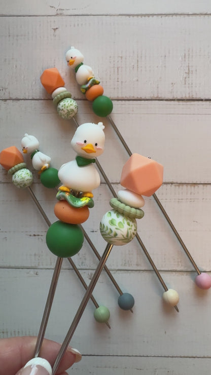 Pair of Goose Amigurumi Sewing Sticks