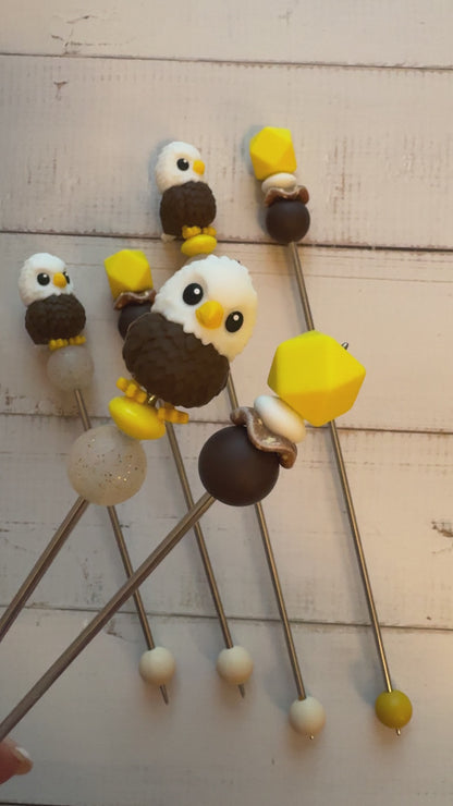 Pair of Eagle Amigurumi Sewing Sticks