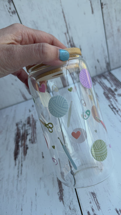 EXCLUSIVE Yarn & Crochet Crafty Glass Tumbler & Straws